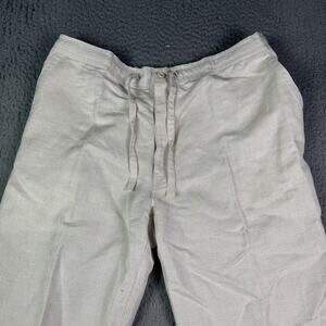 Cubavera Pants Mens XL (36x34) Natural Linen Drawstring Tropical Resort Beach